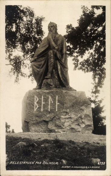 Ak Balholm Sogn Norwegen, Statue, BENE, Bezeichnung,  KnuDSen, Bergen