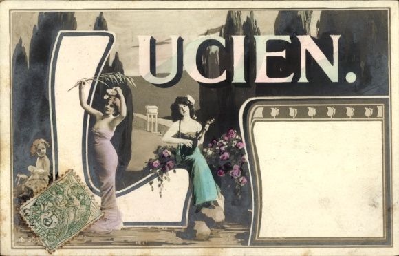 Buchstaben Ak Vorname Lucien, Frauenportraits