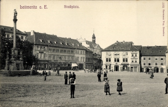 Ak Litoměřice Leitmeritz Region Aussig, Stadtplatz