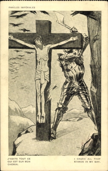 Künstler Ak Raemaekers, Louis, Paroles Impériales, J'Abats tout ce qui est sur mon chemin, Jesus