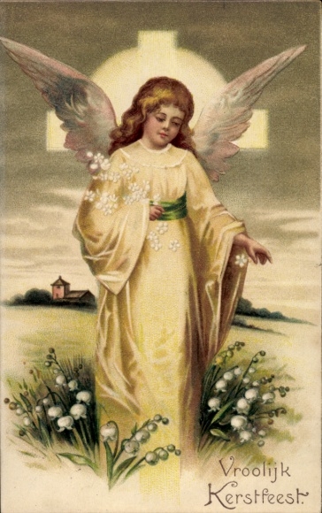 Präge Ak Glückwunsch Weihnachten, Engel, Maiglöckchen