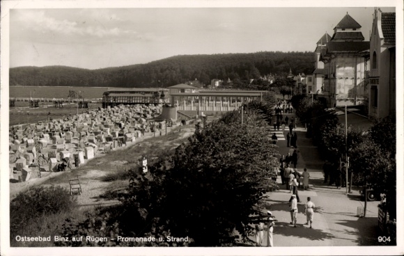 Ak Ostseebad Binz auf Rügen, Promenade und Strand
