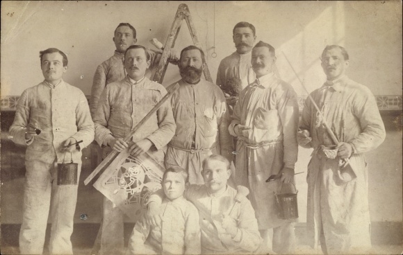 Ak Berufe Maler Gruppenbild