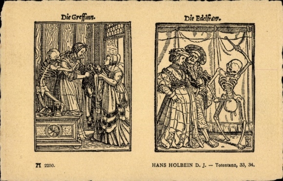 Künstler Ak Holbein, Hans d. J., Totentanz 33, 34, Greffinn, Edelfraw