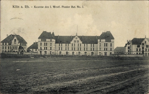 Ak Köln am Rhein, Kaserne des I. Westf. Pionier Bat. No. 7