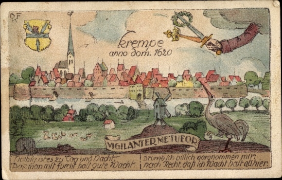 Künstler Ak Krempe in Holstein, Ortsansicht anno dom. 1620
