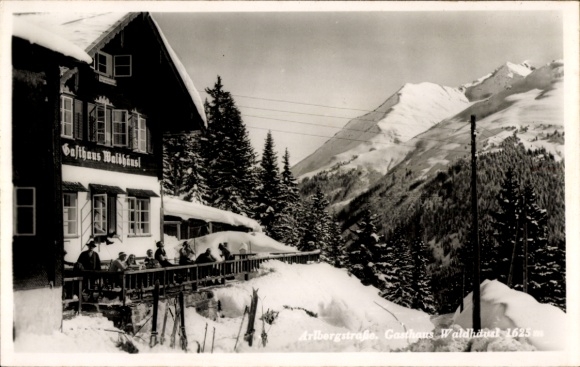 Ak St. Anton am Arlberg Tirol Österreich, Gasthaus Waldhäusl, Arlbergstraße, Winter