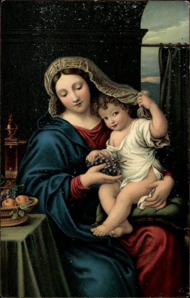Künstler Ak Mignard, P., Madonna mit der Traube