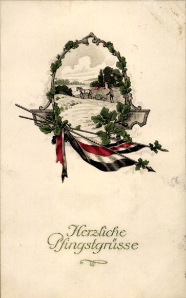 Passepartout Ak Frohe Pfingsten, Patriotik