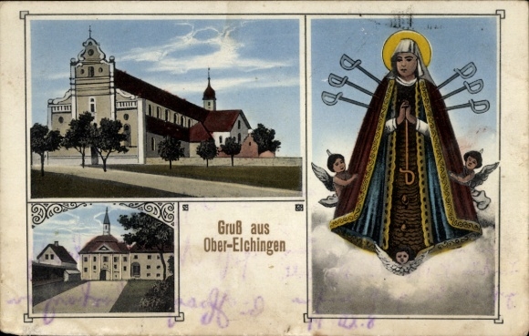 Ak Oberelchingen Elchingen in Schwaben, Kirche, Heiligenbild