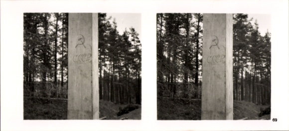 Stereo Raumbild Foto "Die Soldaten des Führers im Felde", Nr. 69, Russischer Grenzpfahl
