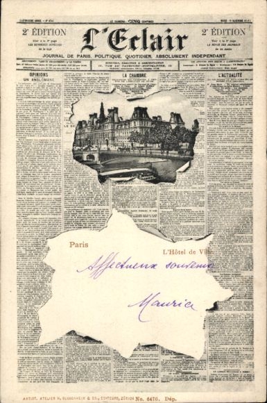 Zeitungs Ak Paris IV, das Rathaus, Zeitung le Eclair