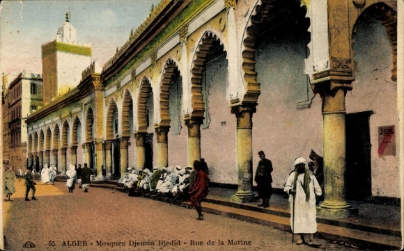 CPA Alger Alger Algérie, Mosquée Djemán Djedid, Rue de la Marine