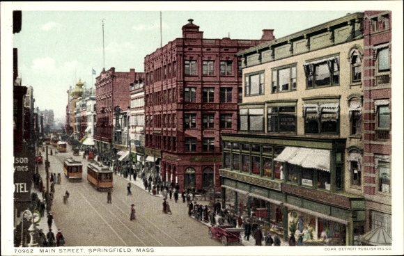 Ak Springfield Massachusetts USA, Hauptstraße