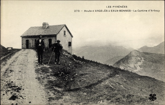 Ak Eaux Bonnes Pyrénées Atlantiques, La Cantine d'Arbazy, Route d'Argeles a Eaux Bonnes