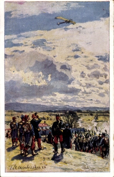 Künstler Ak Eckenbrecher, T. von, Beschießung einer deutschen Taube, Luftflotten Verein