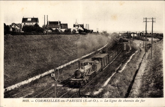 Ak Cormeilles in Parisis Val d'Oise, Die Eisenbahnlinie