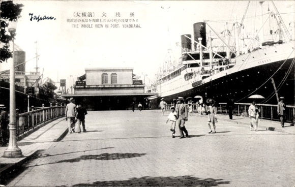 Ak Yokohama Präf. Kanagawa Japan, Hafen, Passagierdampfer Athos II