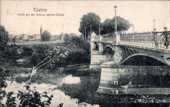 Ak Kostrzyn nad Odrą Cüstrin Küstrin Ostbrandenburg, Kleine Warthe-Brücke
