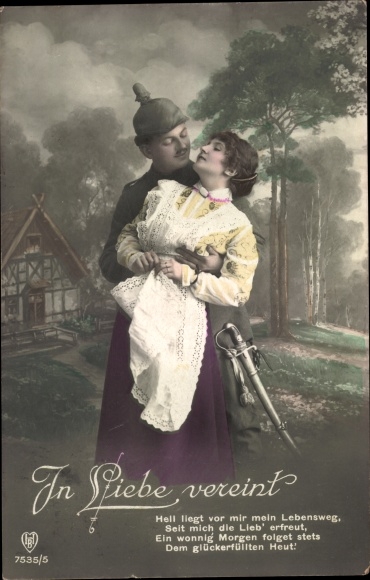 Ak In Liebe vereint, Liebespaar, Soldatenliebe
