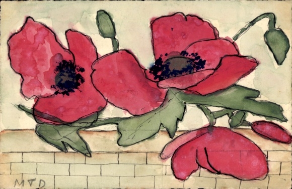 Handgemalt Ak Mohnblumen