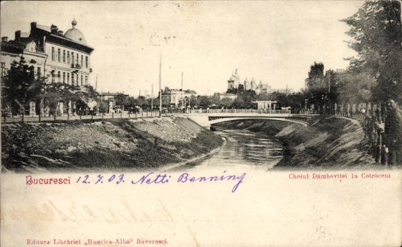 Ak București Bukarest Rumänien, Cheiul Dambovitel la Cotroceni