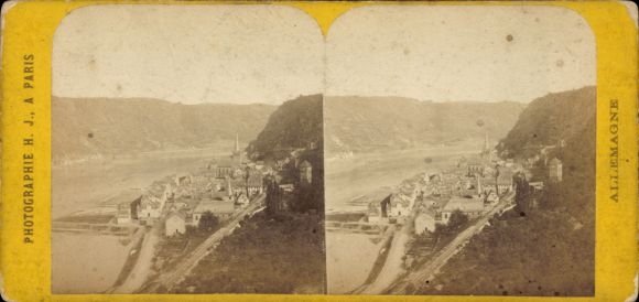Stereo Foto St. Goar am Rhein, Gesamtansicht, Rheinfels