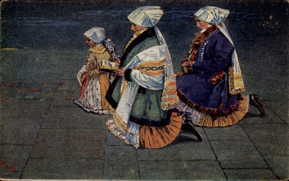 Künstler Ak Uprka, Joža, Frauen in Tracht, Bod nám milostiv