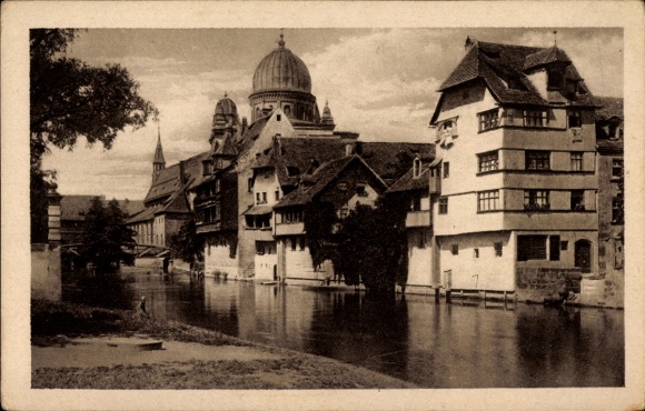 Judaika Ak Nürnberg, Insel Schütt, Synagoge