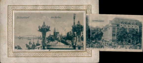 Leporello Ak Düsseldorf am Rhein, Hafen, Corneliusplatz