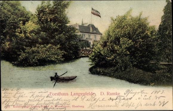 Ak Hamburg Eimsbüttel Langenfelde, Forsthaus, Bootspartie