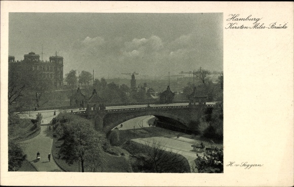 Ak Hamburg St. Pauli, Kersten Miles Brücke, Seewarte