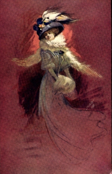 Künstler Ak Occhipinti, E., Frauengestalten, Frau mit Hut und Pelzstola, Tuck 1221