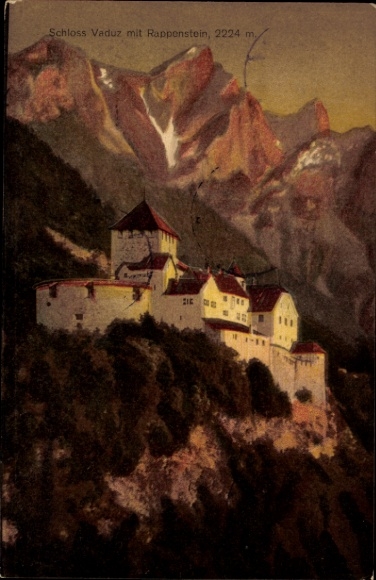 Ak Vaduz Liechtenstein, Schloss  Rappenstein, Berge, 2224 m