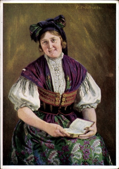 Künstler Ak Nitsch, R., Volkstracht, Egerländerin, VDA P 1 R 4 Nr 2