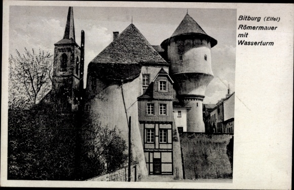 Ak Bitburg in der Eifel, Römermauer mit Wasserturm