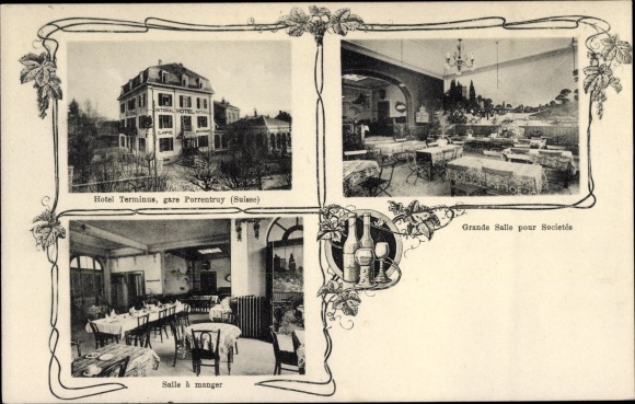 Ak Pruntrut Porrentruy Kanton Jura, Hotel Terminus, Innenansichten