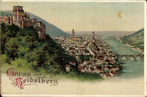 Halt gegen das Licht Litho Heidelberg am Neckar, Gesamtansicht