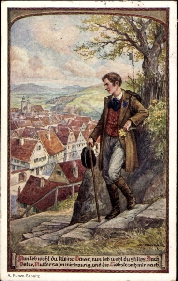 Künstler Ak Kunze-Sebnitz, A., Wanderer