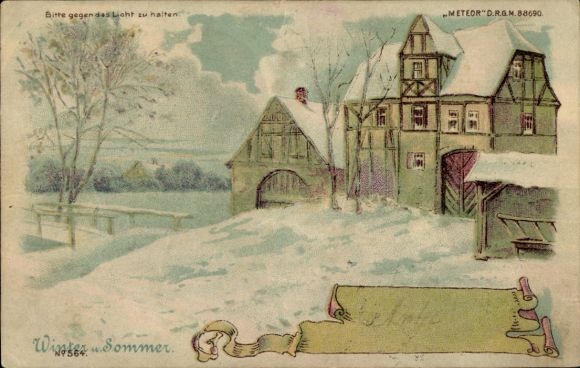 Halt gegen das Licht Litho Winter und Sommer, Häuser