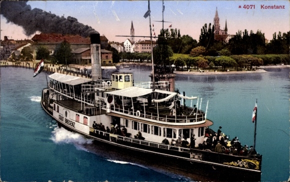 Ak Konstanz, Blick zum Dampfer Stadt Bregenz