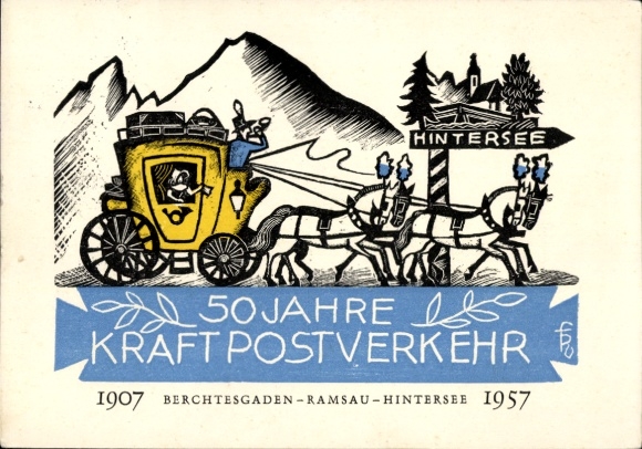 Ak 50 Jahre Kraftpostverkehr, Berchtesgaden-Ramsau-Hintersee
