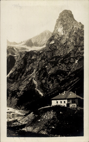 Ak Vysoké Tatry Hohe Tatra Slowakei, Berglandschaft, Gebäude,  Zelené Pleso, Schutzhaus