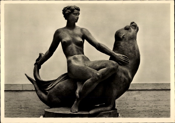 Ak Plastik Brunnengruppe I, Fritz Klimsch, Frauenakt, Robbe, HDK 542