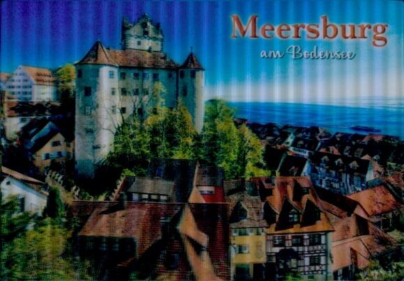 3D Ak Meersburg am Bodensee, Teilansicht, Schloss
