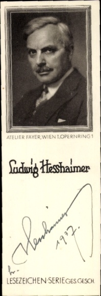 Lesezeichen Zeichner und Illustrator Ludwig Hesshaimer, Autogramm