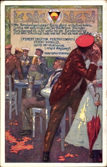 Studentika Künstler Ak Burschenherrlichkeit, Kuss, Deutscher Schulverein Nr. 240
