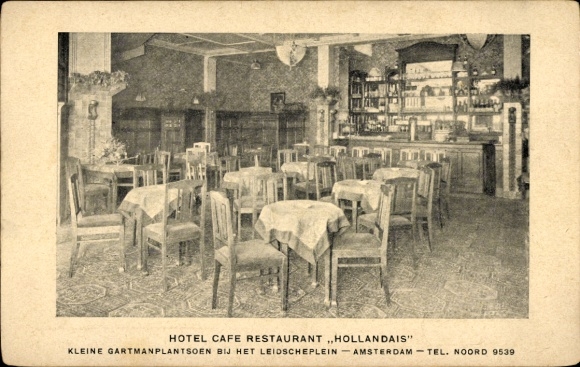 Ak Amsterdam Nordholland Niederlande, Hotel Café Restaurant Hollandais, Inneres