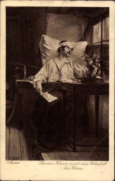 Künstler Ak Heichert, Otto, Theodor Körner nach dem Überfall bei Kitzen