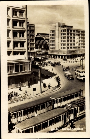 Ak Berlin Mitte, Alexanderplatz, Straßenbahnen